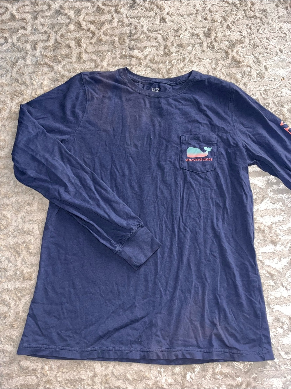 Vineyard Vines Navy Long Sleeve with Pastel Whale - Picture 2 of 5